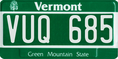VT license plate VUQ685