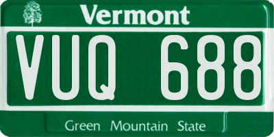 VT license plate VUQ688