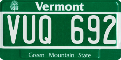VT license plate VUQ692