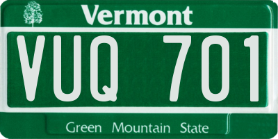 VT license plate VUQ701
