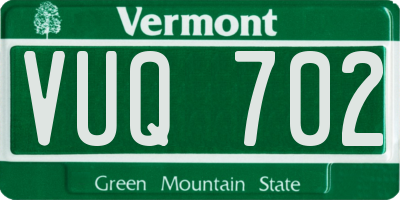 VT license plate VUQ702