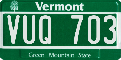 VT license plate VUQ703
