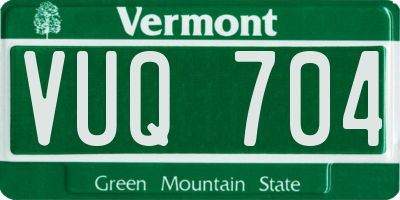 VT license plate VUQ704