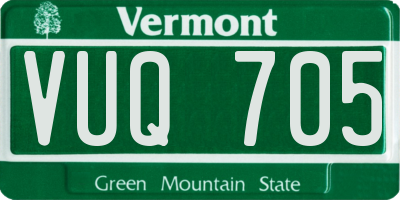 VT license plate VUQ705