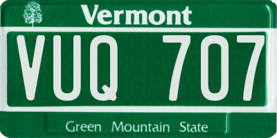 VT license plate VUQ707