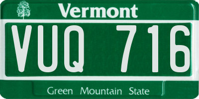VT license plate VUQ716