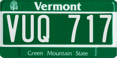VT license plate VUQ717
