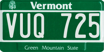 VT license plate VUQ725
