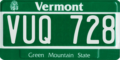 VT license plate VUQ728