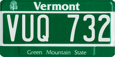 VT license plate VUQ732