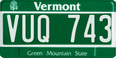 VT license plate VUQ743