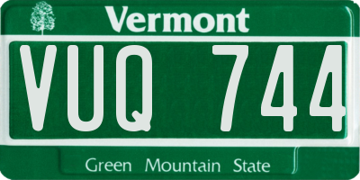 VT license plate VUQ744