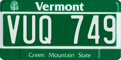 VT license plate VUQ749