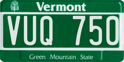VT license plate VUQ750