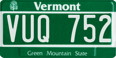 VT license plate VUQ752