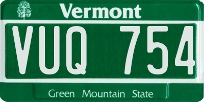 VT license plate VUQ754