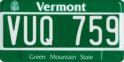 VT license plate VUQ759