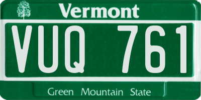 VT license plate VUQ761