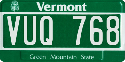 VT license plate VUQ768