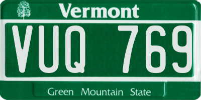 VT license plate VUQ769