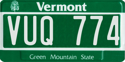 VT license plate VUQ774