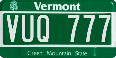 VT license plate VUQ777