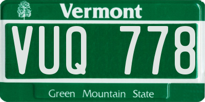 VT license plate VUQ778