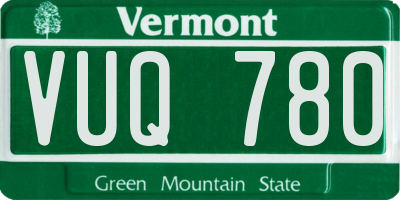 VT license plate VUQ780