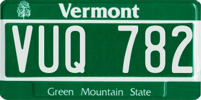 VT license plate VUQ782