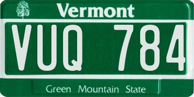 VT license plate VUQ784