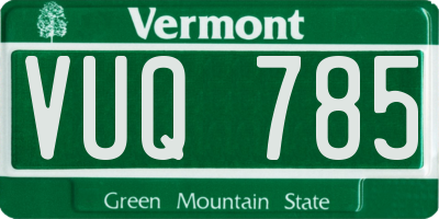 VT license plate VUQ785