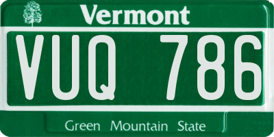 VT license plate VUQ786