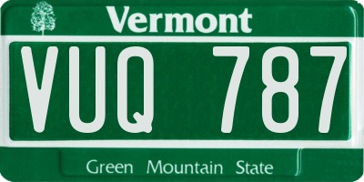 VT license plate VUQ787