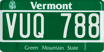 VT license plate VUQ788
