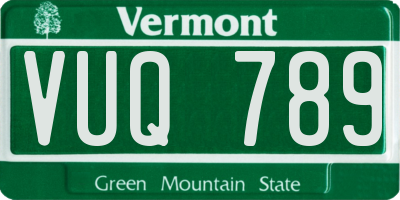 VT license plate VUQ789