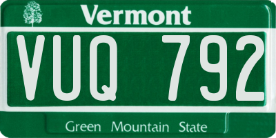VT license plate VUQ792