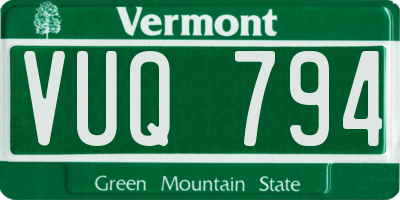VT license plate VUQ794