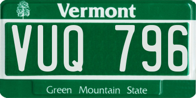 VT license plate VUQ796