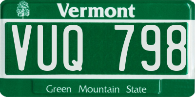 VT license plate VUQ798