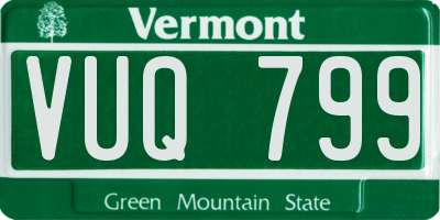 VT license plate VUQ799