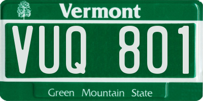 VT license plate VUQ801