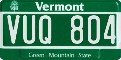 VT license plate VUQ804