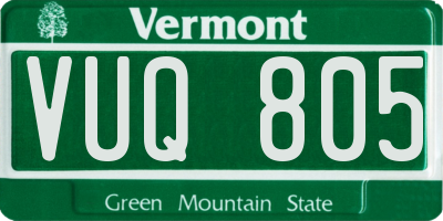 VT license plate VUQ805