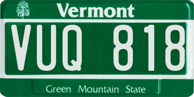 VT license plate VUQ818