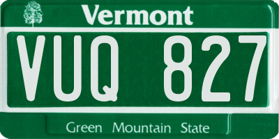 VT license plate VUQ827