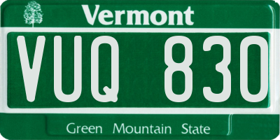 VT license plate VUQ830