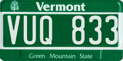 VT license plate VUQ833