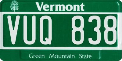 VT license plate VUQ838