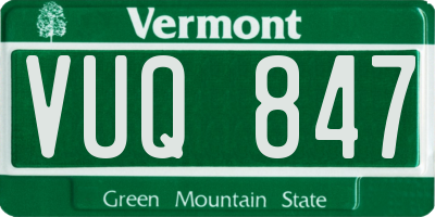 VT license plate VUQ847