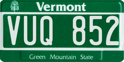 VT license plate VUQ852